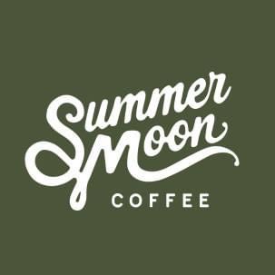 Summer Moon Coffee logo on a green background.